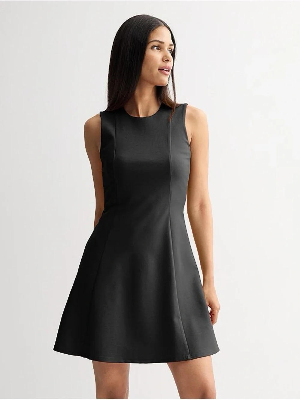 Free People Sleek Black Sleeveless Mini Fit and Flare Dress